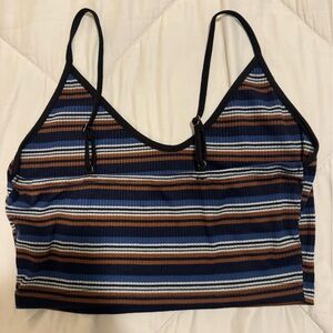 Striped Blue and Brown Crop Top
